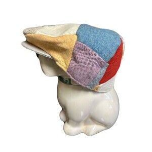 NEW Hanna Hats of Donegal Size XXL Pure Wool Vintage Patchwork Flat Touring Cap